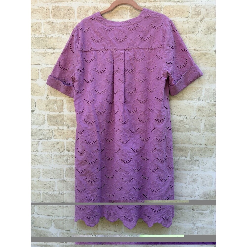 Chico's Popover Shirt dress Womens US 12 Lavender Purple Eyelet Scalloped Lined - Picture 4 of 4